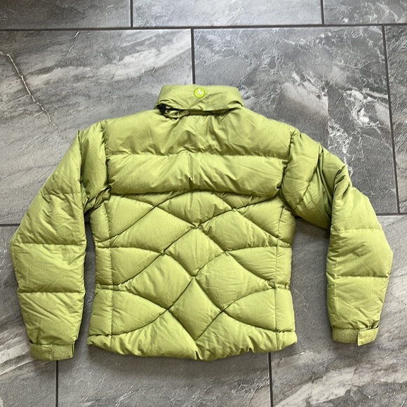 Marmot 700 Fill Down puffer cropped length pale green hood size XS - Picture 2 of 12